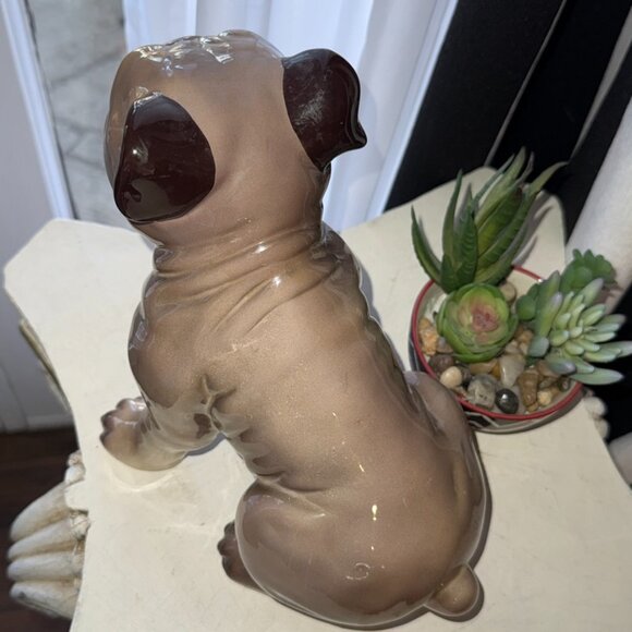 Milo Ceramic VTG Pug English Bulldog Sitting Statue Figurine Tongue Sticking Out - Picture 8 of 14